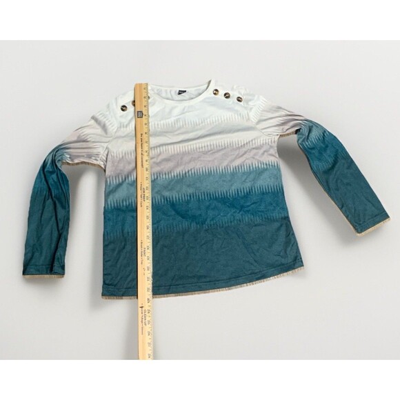 Boho Ombre Long Sleeve Shirt with M Button Accent Minimalist Shoulders Medium - Picture 7 of 8